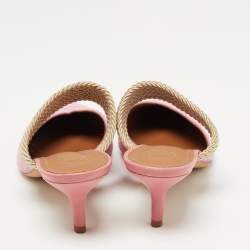 Pre Owned Malone Souliers Pink Raffia Maisie Mules Size 39