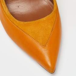 Pre Owned Malone Souliers Mustard Leather and Suede Pointed Toe Pumps Size 39
