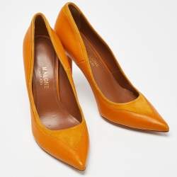 Pre Owned Malone Souliers Mustard Leather and Suede Pointed Toe Pumps Size 39