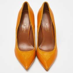 Pre Owned Malone Souliers Mustard Leather and Suede Pointed Toe Pumps Size 39
