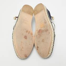 Pre Owned Malone Souliers Navy Blue Suede Selina Espadrilles Sandals Size 38