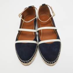 Pre Owned Malone Souliers Navy Blue Suede Selina Espadrilles Sandals Size 38