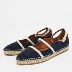 Pre Owned Malone Souliers Navy Blue Suede Selina Espadrilles Sandals Size 38
