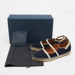 Pre Owned Malone Souliers Navy Blue Suede Selina Espadrilles Sandals Size 38
