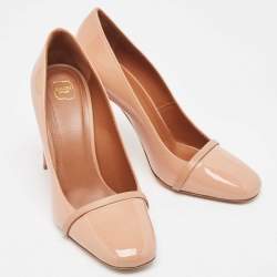 Pre Owned Malone Souliers Beige Patent Lorena Pumps Size 37.5