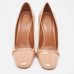 Pre Owned Malone Souliers Beige Patent Lorena Pumps Size 37.5