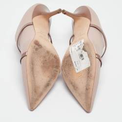 Pre Owned Malone Souliers Dusty Pink Leather Maureen Mules Size 38.5