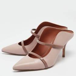Pre Owned Malone Souliers Dusty Pink Leather Maureen Mules Size 38.5