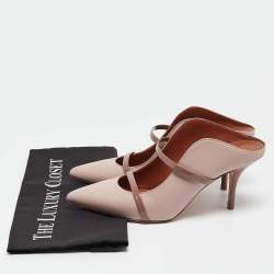 Pre Owned Malone Souliers Dusty Pink Leather Maureen Mules Size 38.5
