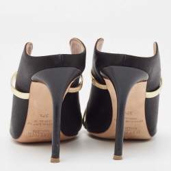 Pre Owned Malone Souliers  Black/Gold Satin Maureen  Pumps Size 37.5