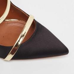 Pre Owned Malone Souliers  Black/Gold Satin Maureen  Pumps Size 37.5