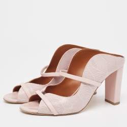 Pre Owned Malone Souliers Beige Leather Norah Slide Sandals Size 38.5