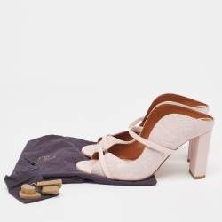 Pre Owned Malone Souliers Beige Leather Norah Slide Sandals Size 38.5