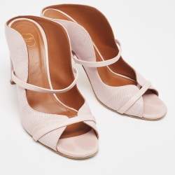 Pre Owned Malone Souliers Beige Leather Norah Slide Sandals Size 38.5