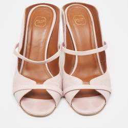 Pre Owned Malone Souliers Beige Leather Norah Slide Sandals Size 38.5