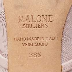 Pre Owned Malone Souliers Beige Leather Norah Slide Sandals Size 38.5