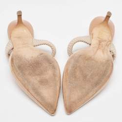 Pre Owned Malone Souliers Beige Croc Embossed Maisie Mules Size 38