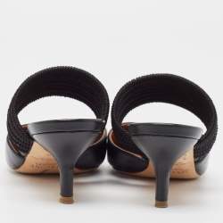 Pre Owned Malone Souliers Black Croc Embossed Leather Maisie Mules Size 36.5