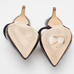 Pre Owned Malone Souliers Black Croc Embossed Leather Maisie Mules Size 36.5