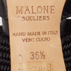 Pre Owned Malone Souliers Black Croc Embossed Leather Maisie Mules Size 36.5