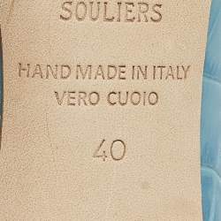 Pre Owned Malone Souliers Blue Croc Embossed Maureen Mules Size 40