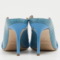 Pre Owned Malone Souliers Blue Croc Embossed Maureen Mules Size 40