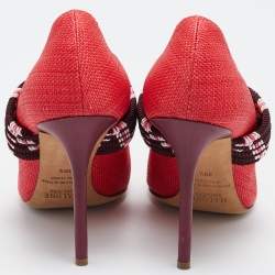 Malone Souliers Red Raffia Mannie Pumps Size 39.5