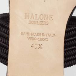 Malone Souliers Grey/Black Woven Raffia Slides Size 40.5