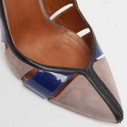 Pre Owned Malone Souliers  Grey/Blue Suede and Patent  Pumps Size 38.5