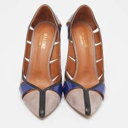 Pre Owned Malone Souliers  Grey/Blue Suede and Patent  Pumps Size 38.5