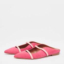Malone Souliers Pink Suede and Leather Maureen Flat Mules Size 39