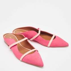 Malone Souliers Pink Suede and Leather Maureen Flat Mules Size 39