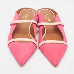 Malone Souliers Pink Suede and Leather Maureen Flat Mules Size 39