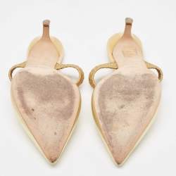 Pre Owned Malone Souliers Gold Leather Maisie Mules Size 38.5