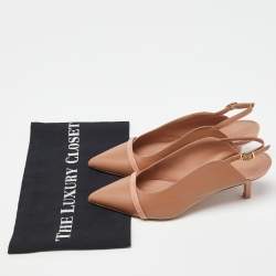Pre Owned Malone Souliers Beige Leather Marion Pointed Toe Slingback Pumps Size 36