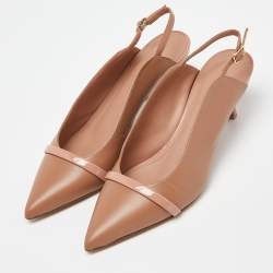 Pre Owned Malone Souliers Beige Leather Marion Pointed Toe Slingback Pumps Size 36
