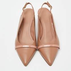Pre Owned Malone Souliers Beige Leather Marion Pointed Toe Slingback Pumps Size 36