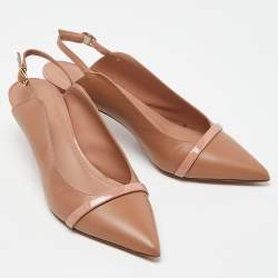 Pre Owned Malone Souliers Beige Leather Marion Pointed Toe Slingback Pumps Size 36