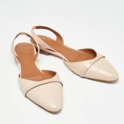 Pre Owned Malone Souliers Slight Pink Croc Embossed Leather Elsie Ballerina Flats Size 39.5