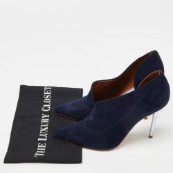 Pre Owned Malone Souliers Blue Suede D'orsay Pointed Toe Pumps Size 39