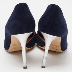 Pre Owned Malone Souliers Blue Suede D'orsay Pointed Toe Pumps Size 39