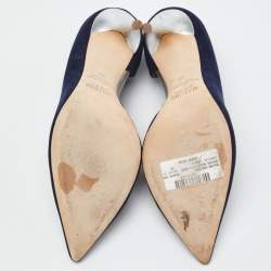 Pre Owned Malone Souliers Blue Suede D'orsay Pointed Toe Pumps Size 39