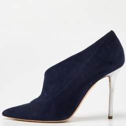Pre Owned Malone Souliers Blue Suede D'orsay Pointed Toe Pumps Size 39