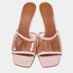 Malone Souliers Light Pink Leather and PVC Laney Slide Sandals Size 39.5 