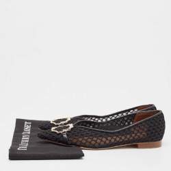 Pre Owned Malone Souliers Black Mesh Collina Ballet Flats Size 40