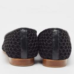 Pre Owned Malone Souliers Black Mesh Collina Ballet Flats Size 40