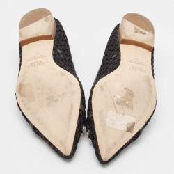 Pre Owned Malone Souliers Black Mesh Collina Ballet Flats Size 40