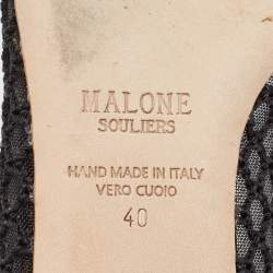 Pre Owned Malone Souliers Black Mesh Collina Ballet Flats Size 40