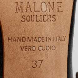 Pre Owned Malone Souliers Black/Gold Leather Maureen Mules Size 37