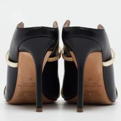 Pre Owned Malone Souliers Black/Gold Leather Maureen Mules Size 37